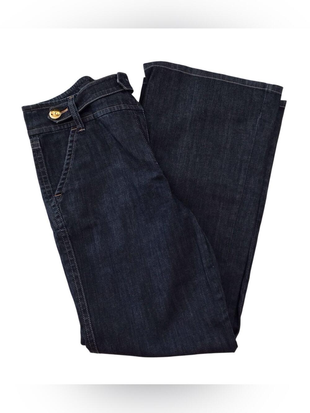 Vintage Escada Straight Wide Leg Jeans Dark Blue Mid-rise 12/42